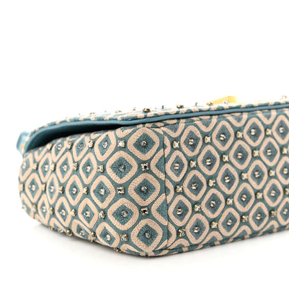 Christian Dior Calfskin Strass Embroidered Small Caro Bag Blue 9 of 13