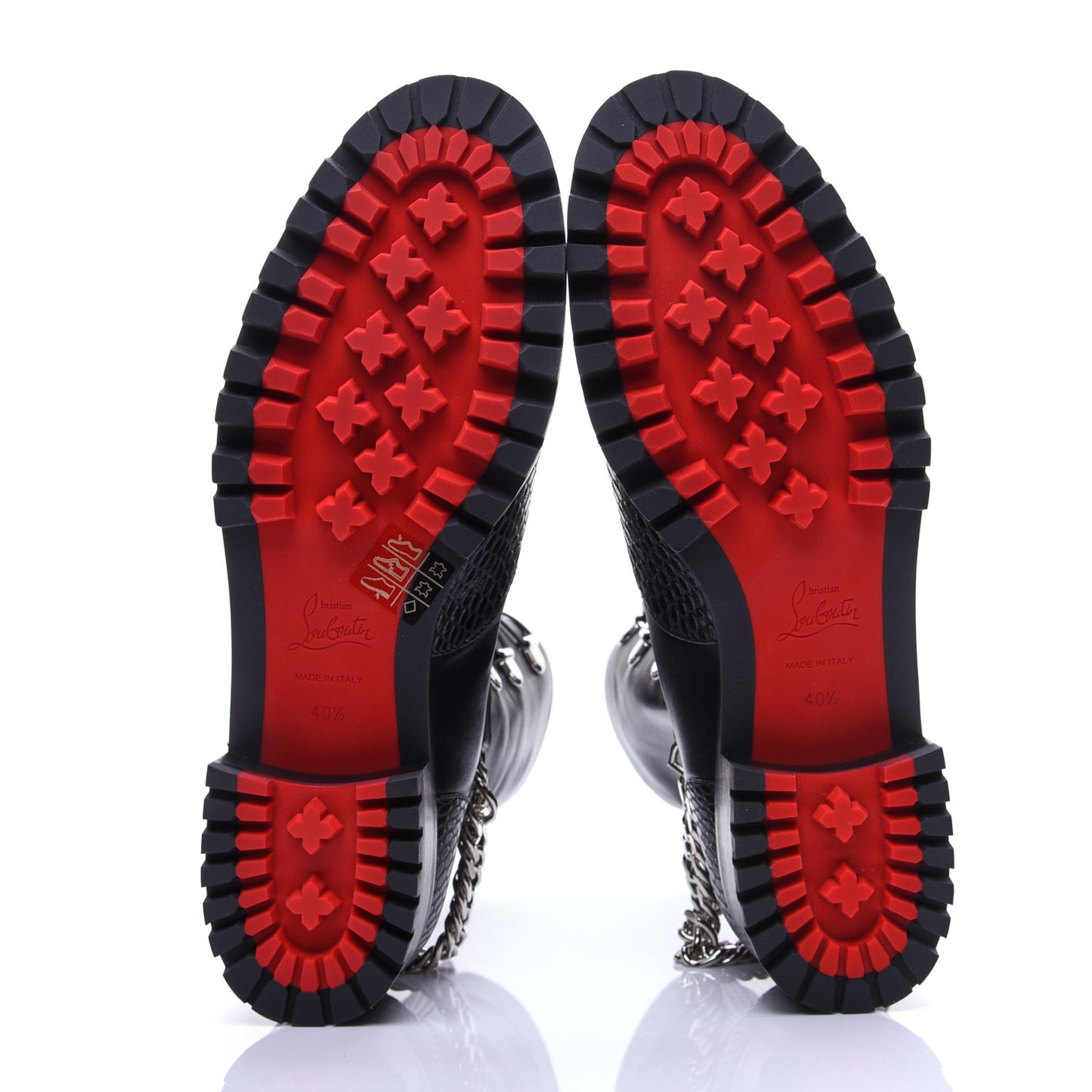 Calfskin Snake Print Horse Guarda Flat Boots 40.5 Black
