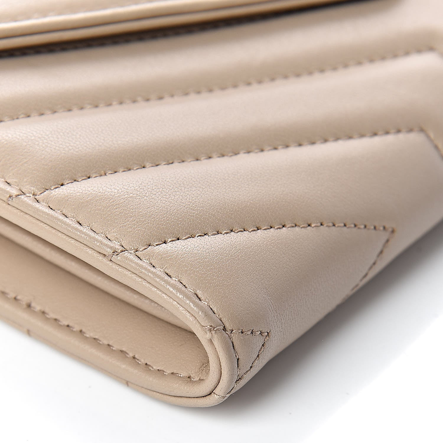 Saint Laurent Lambskin Y Quilted Monogram Large Loulou Flap Wallet Nude Powder 11 of 12