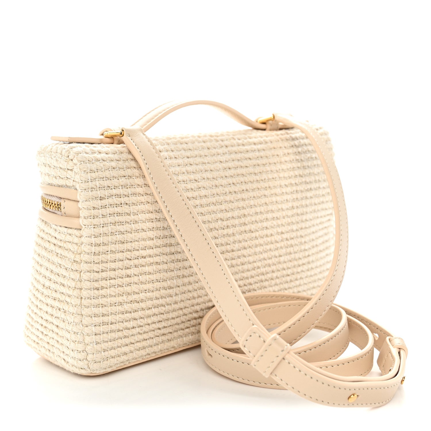 Loro Piana Woven Cotton L19 Extra Pocket Pouch Natural Lotus Root 3 of 9