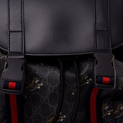 Gucci GG Supreme Monogram Tigers Double Buckle Backpack Black Multicolor 12 of 17
