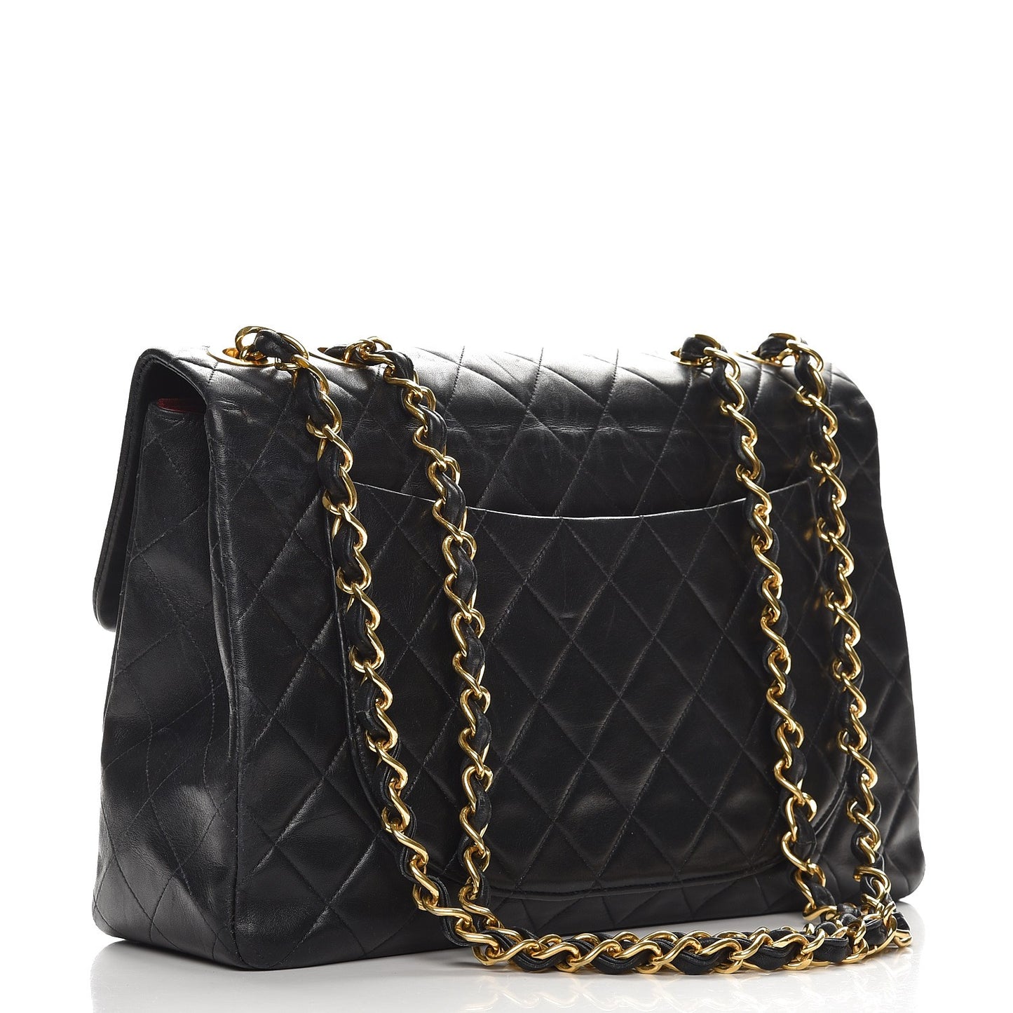Lambskin Quilted XL Jumbo Single Flap Black