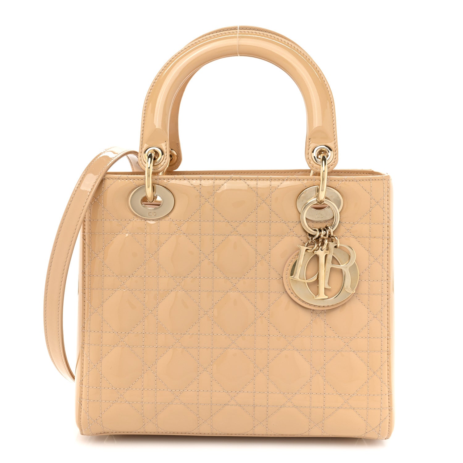 Christian Dior Patent Cannage Medium Lady Dior Beige 1 of 15