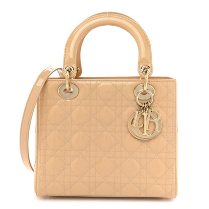 Christian Dior Patent Cannage Medium Lady Dior Beige 1 of 15
