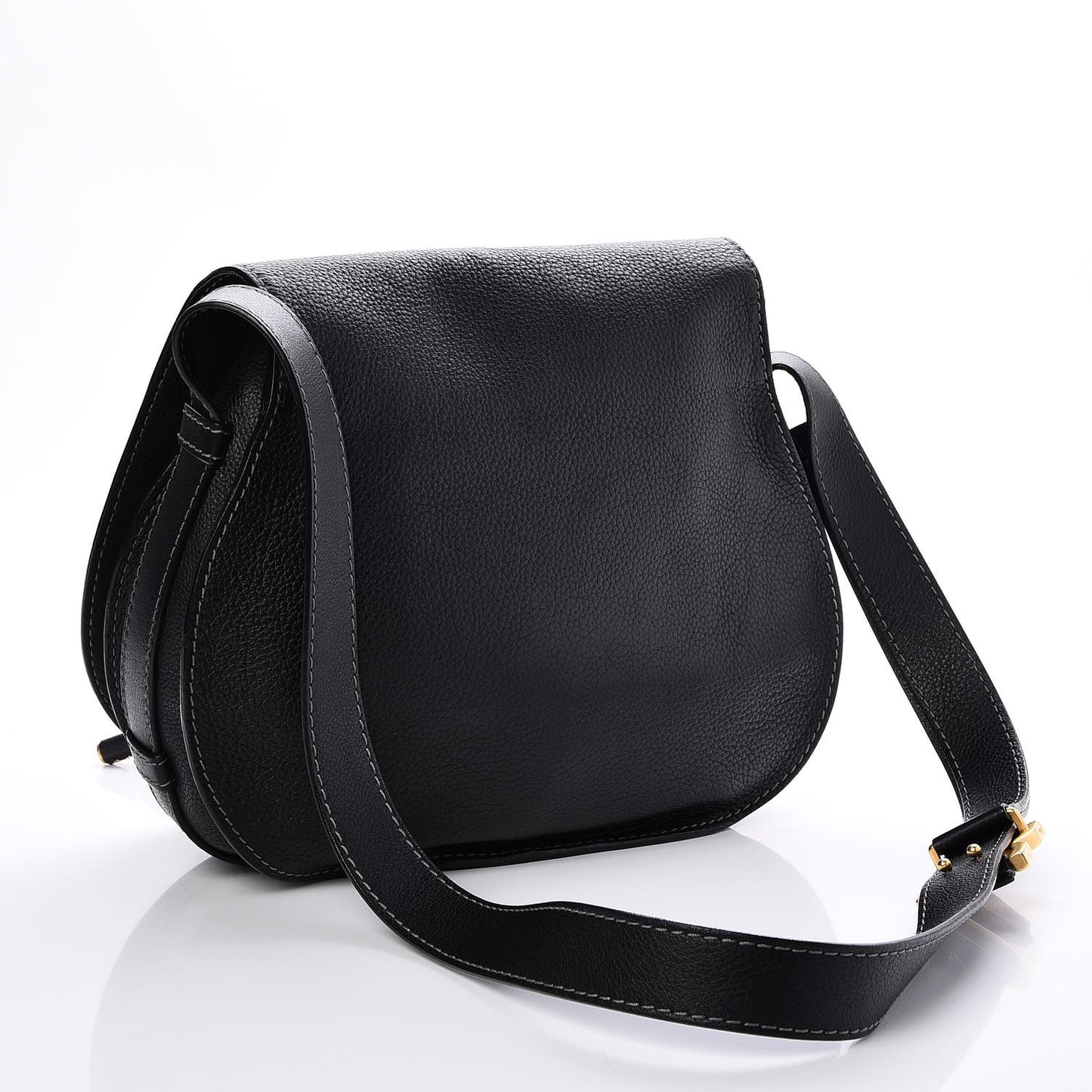 Calfskin Medium Marcie Round Crossbody Bag Black