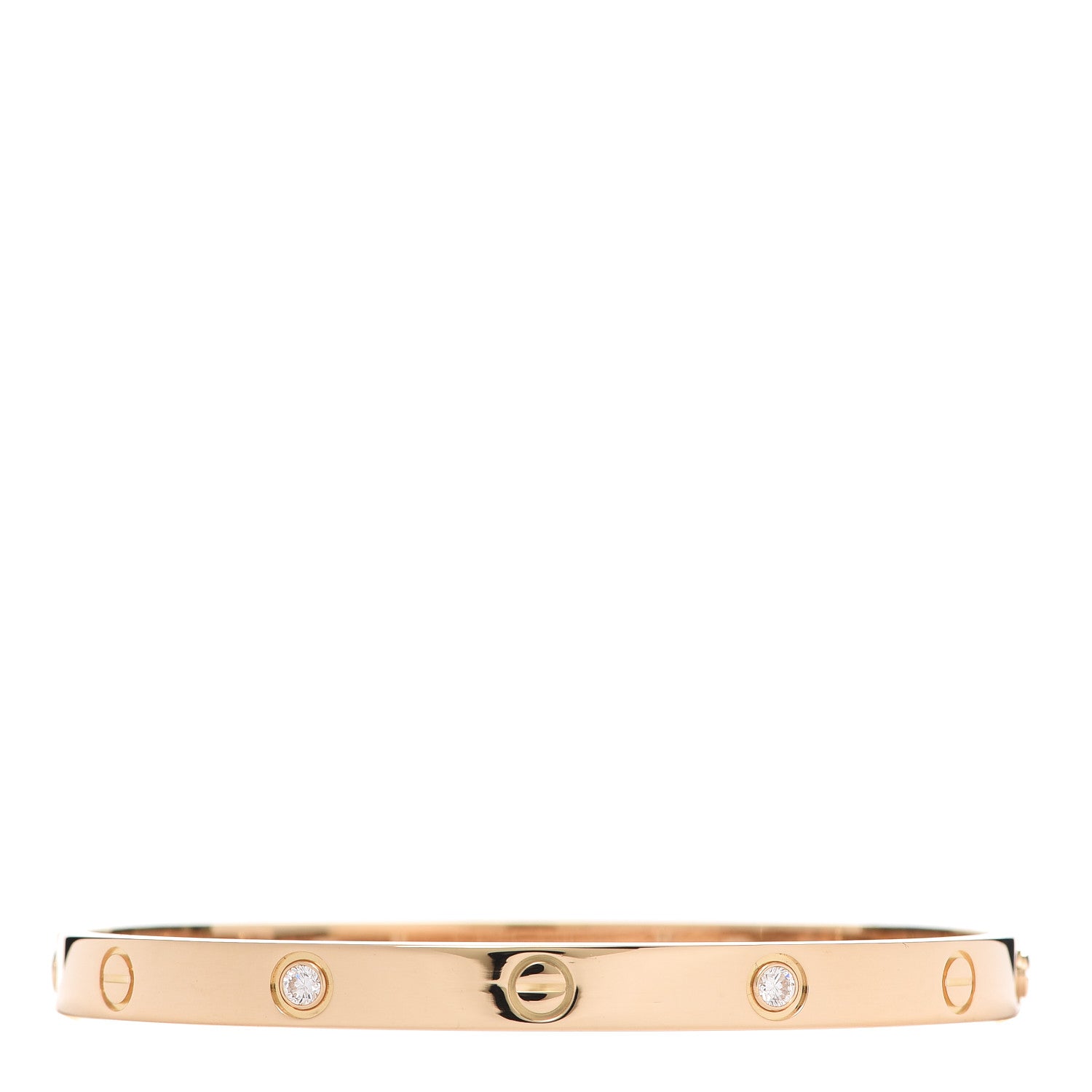 Cartier 18K Yellow Gold 4 Diamond LOVE Bracelet 19 3 of 8