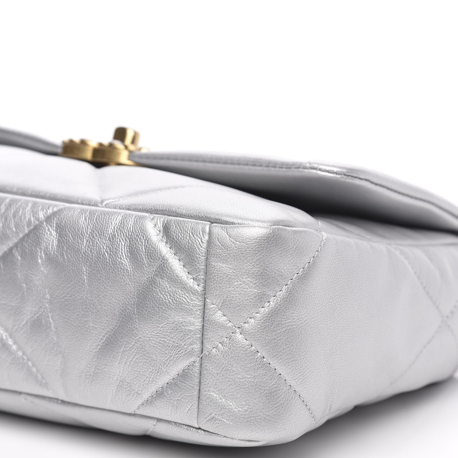 Chanel Metallic Goatskin Quilted Medium 19 Flap Silver 10 of 11