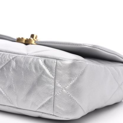 Chanel Metallic Goatskin Quilted Medium 19 Flap Silver 10 of 11