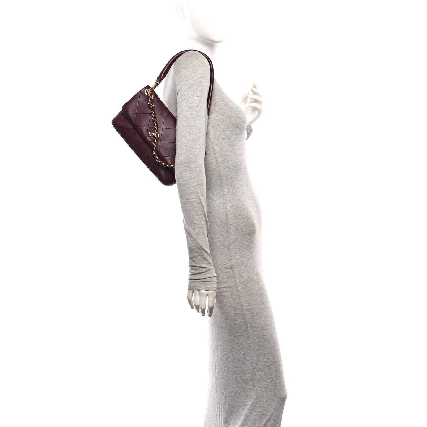 Lambskin Quilted Maxi Small Flap Burgundy