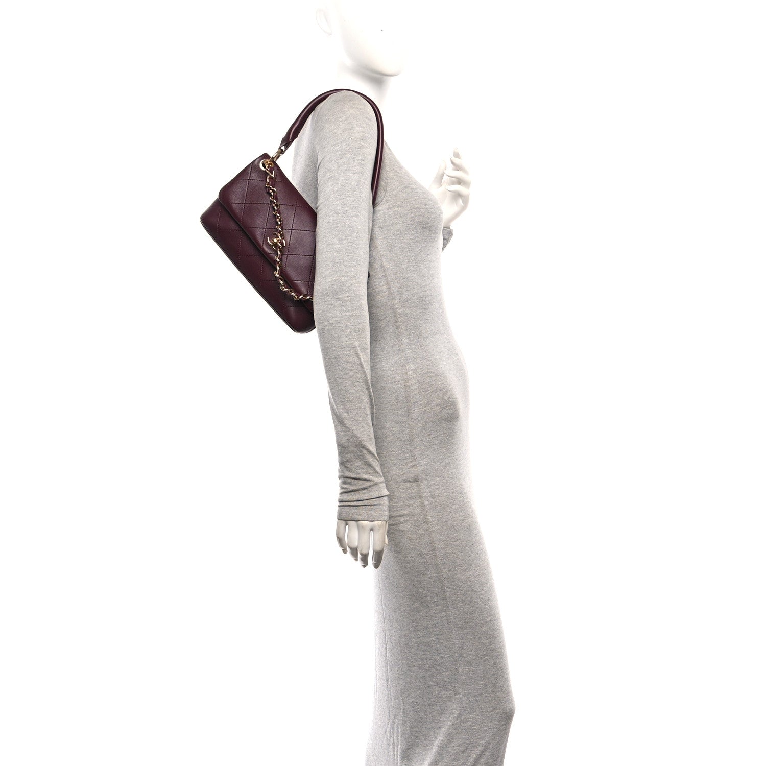Chanel Lambskin Quilted Maxi Small Flap Burgundy 2 of 11