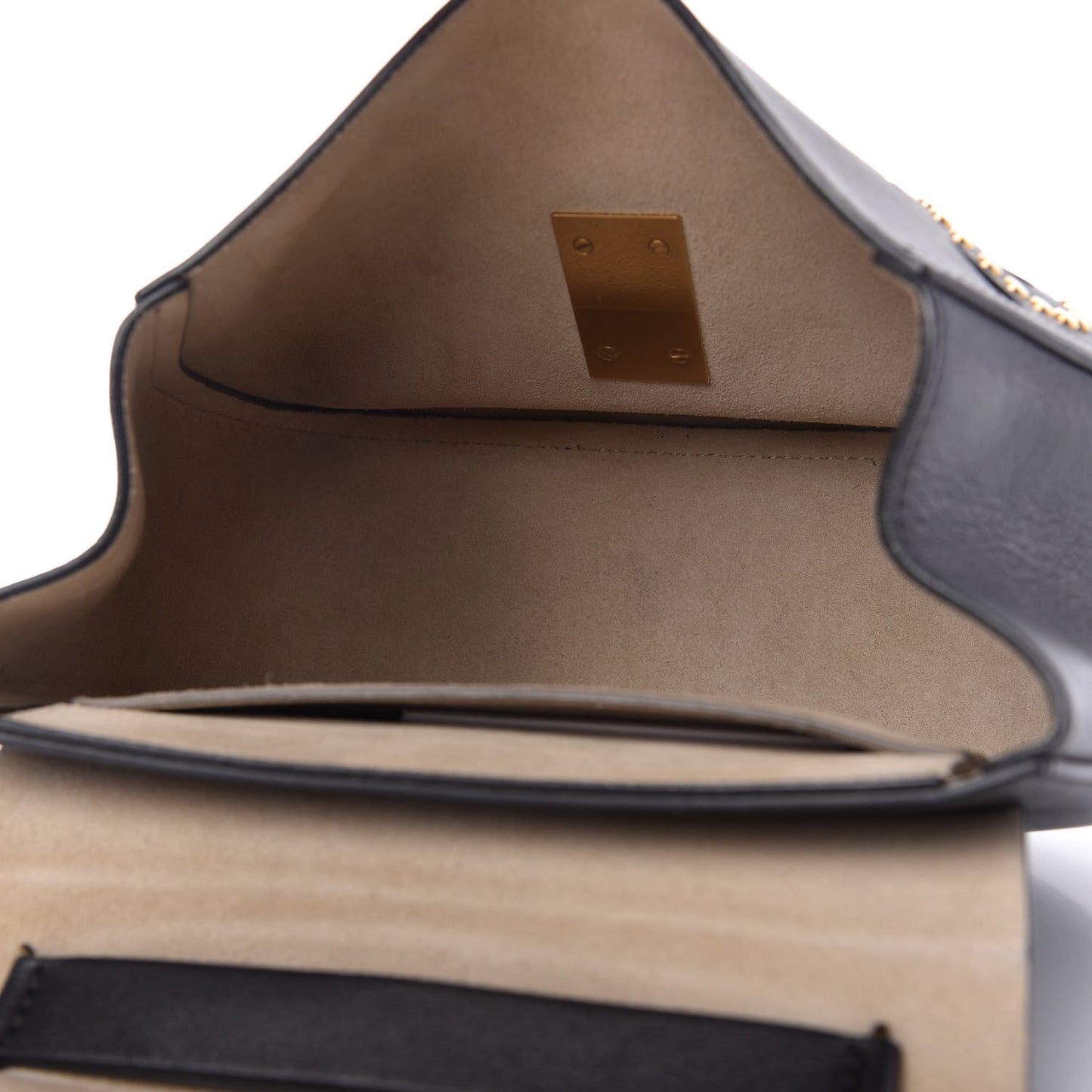 Calfskin Suede Studded Drew Shoulder Bag Black