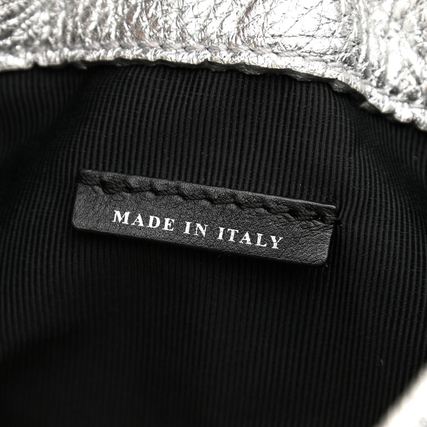 Metallic Deerskin Medium Rucksack Backpack Silver