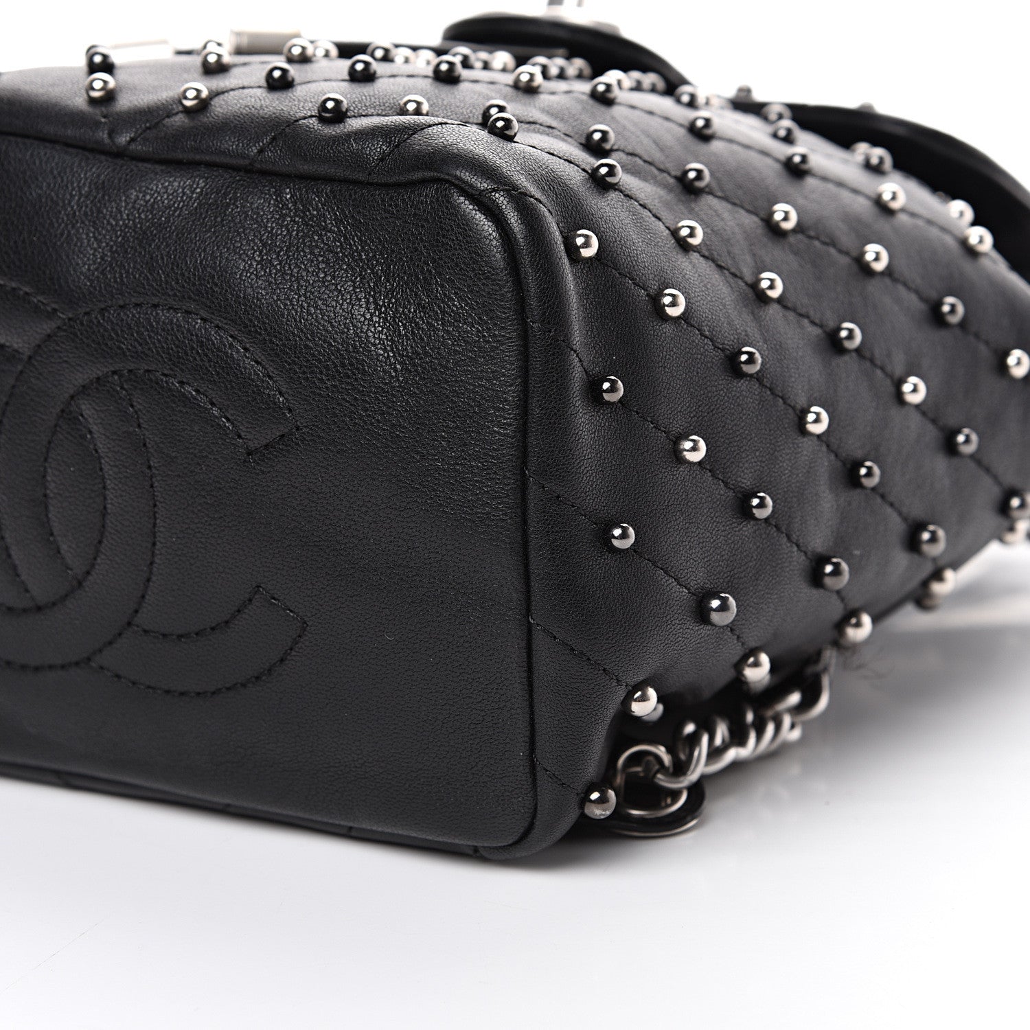 Chanel Lambskin Chevron Quilted Studded Stud Wars Backpack Black 9 of 9