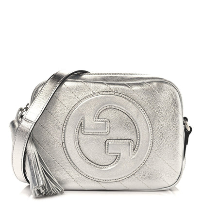 Gucci Metallic Sakai Be Green Calfskin Diagonal Stitched Small Blondie Shoulder Bag Silver 1 of 11
