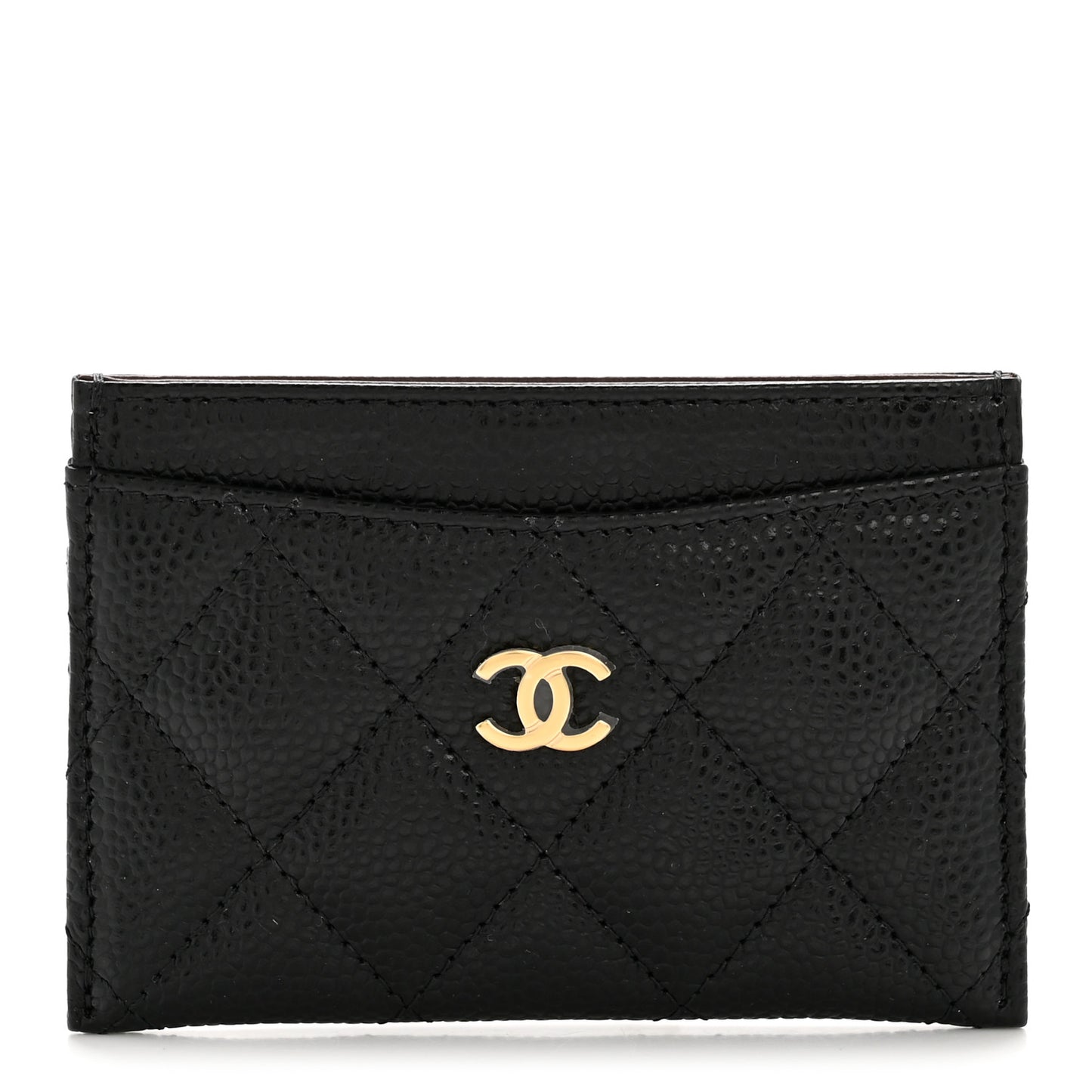 Caviar Quilted Card Holder Black