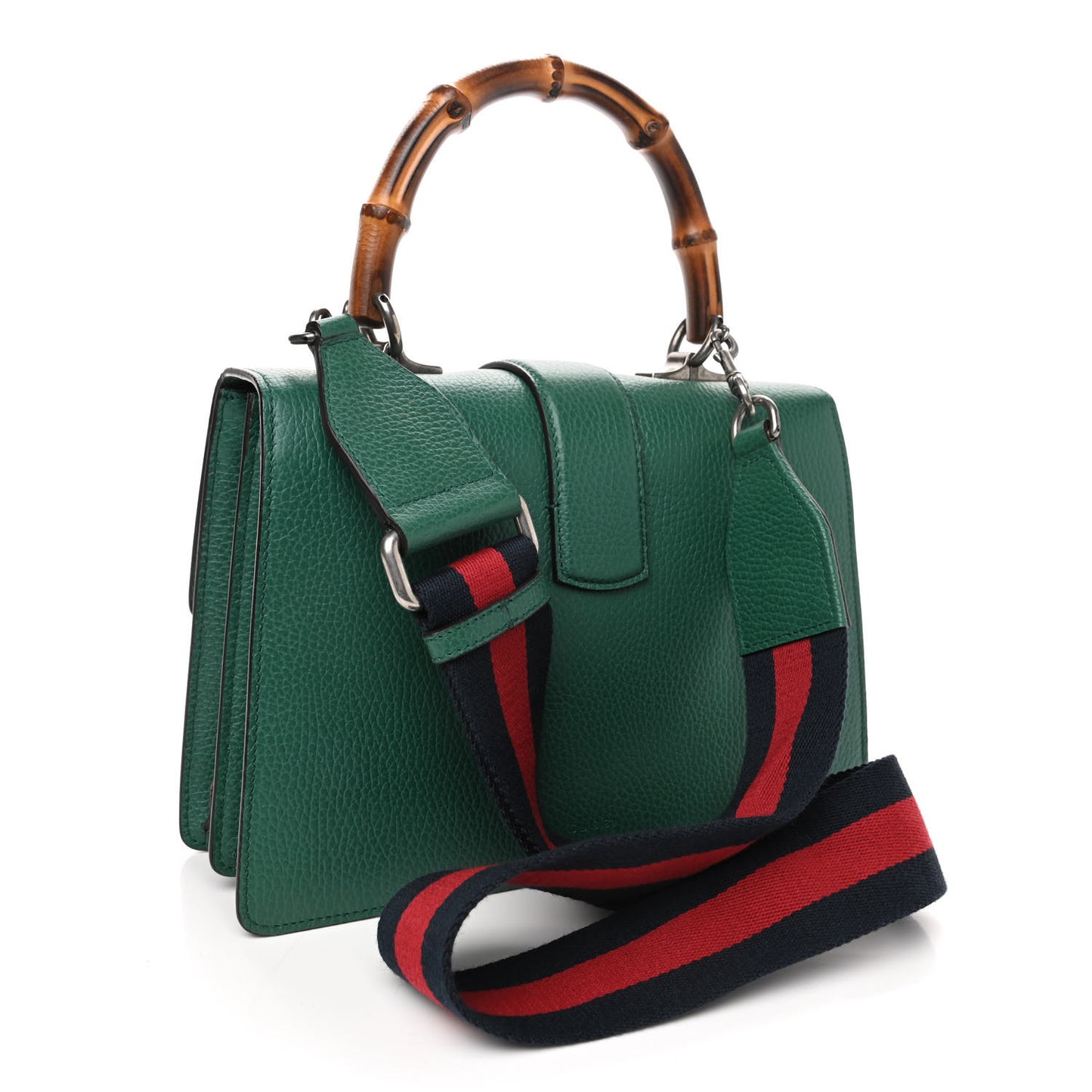 Dollar Calfskin Crystal Web Medium Dionysus Bamboo Top Handle Bag Emerald