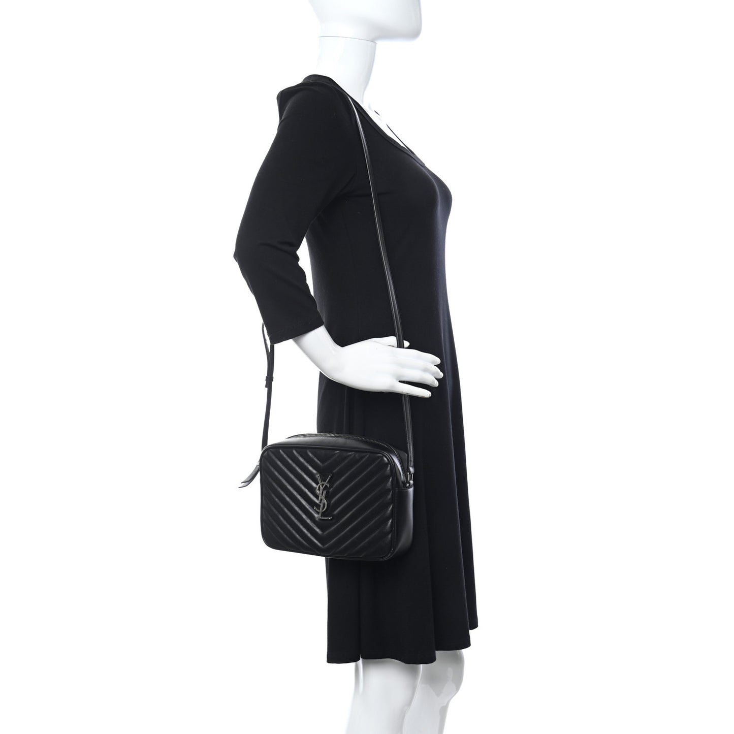 Calfskin Matelasse Monogram Lou Camera Bag Black