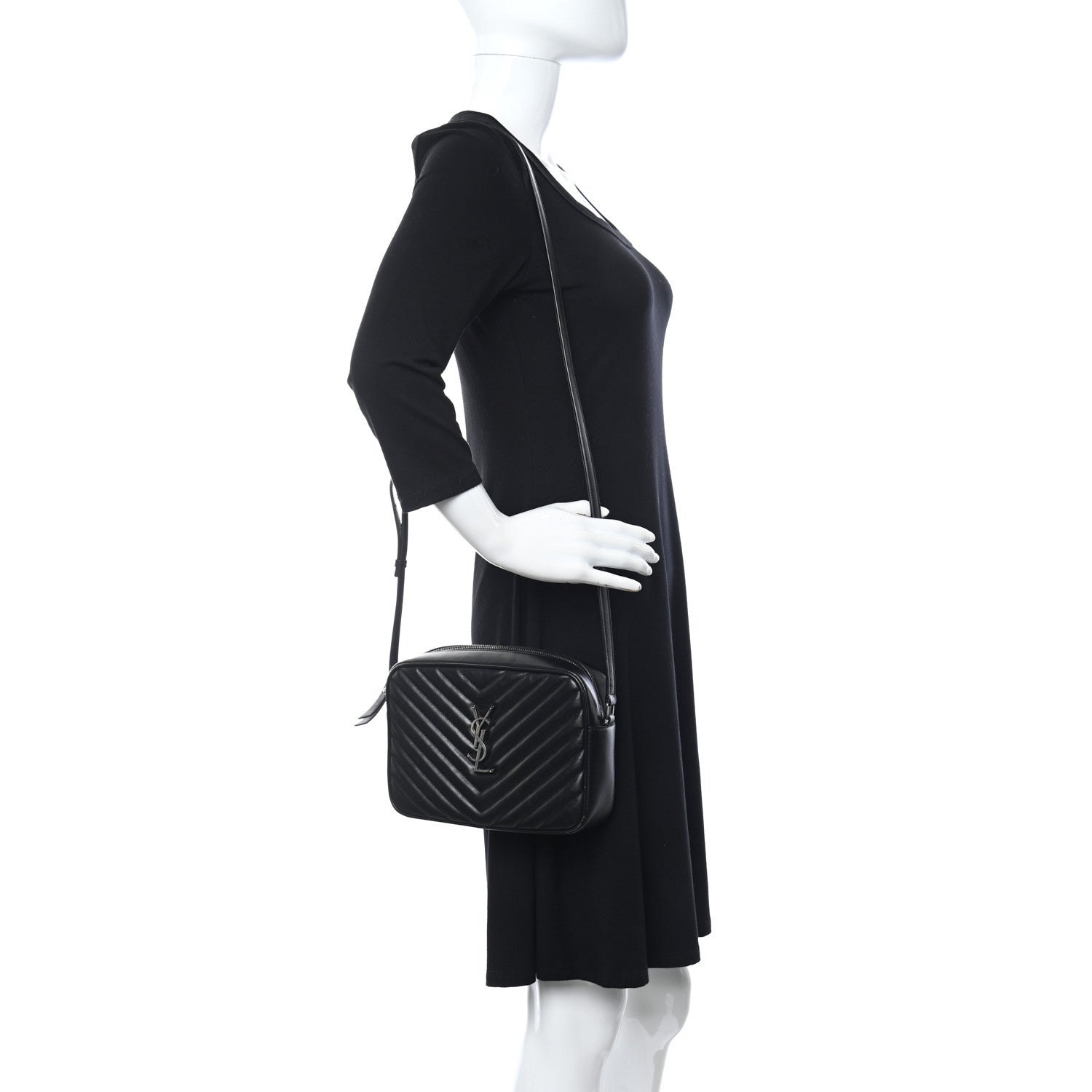 Saint Laurent Calfskin Matelasse Monogram Lou Camera Bag Black 2 of 10