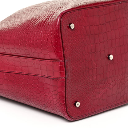 Alaia Calfskin Crocodile Embossed Bag Fuchsia 9 of 15