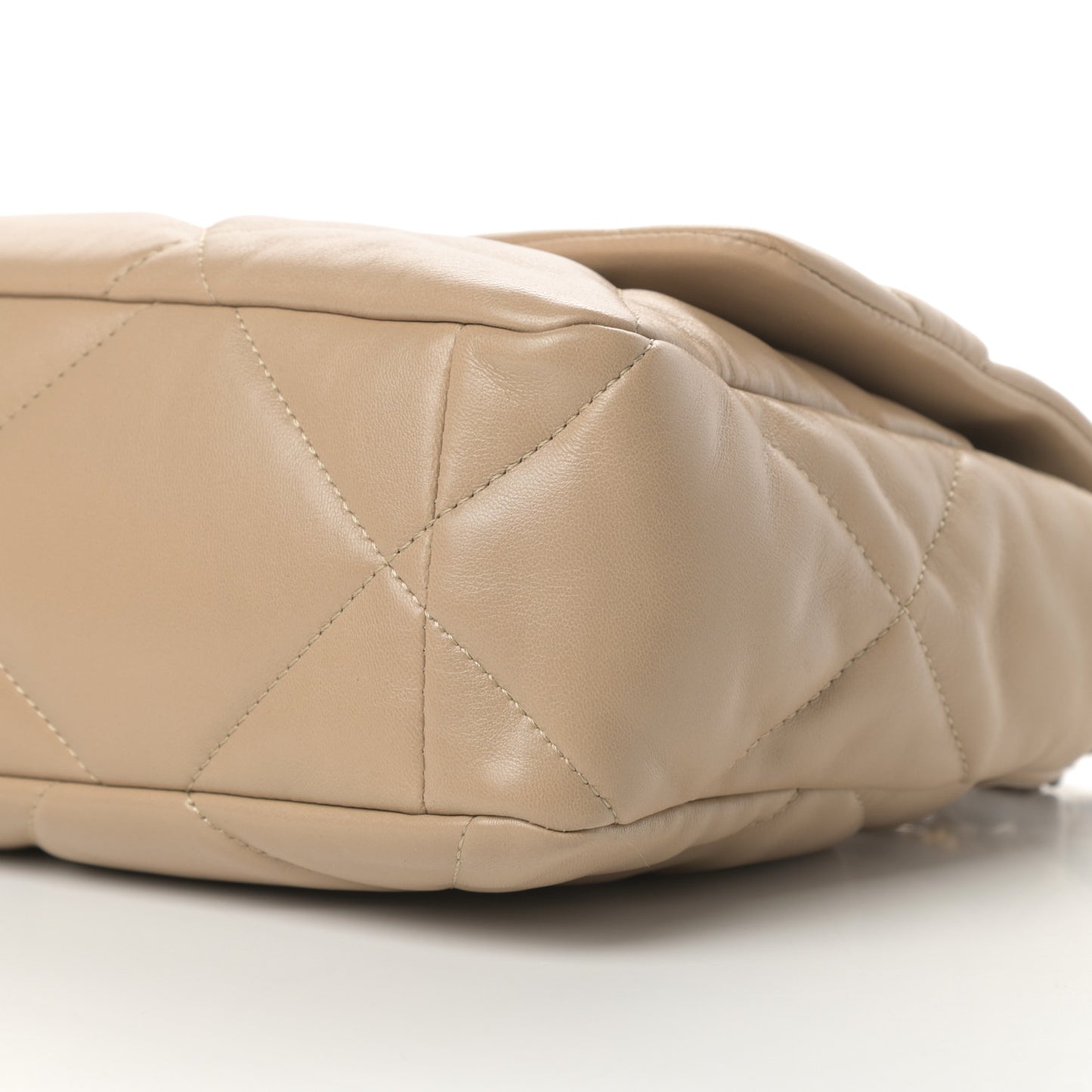 Lambskin Quilted Large Chanel 19 Flap Dark Beige