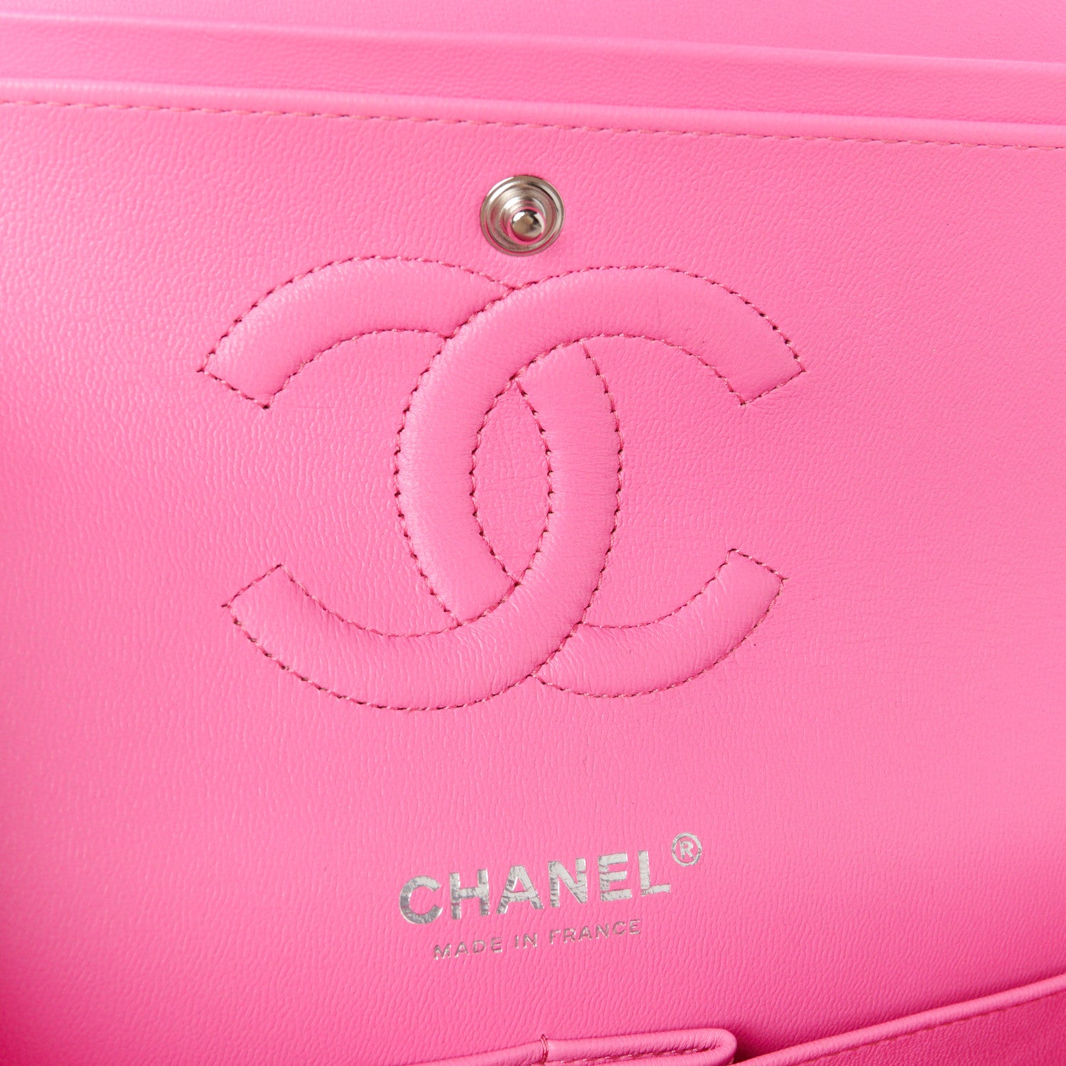 Chanel Lambskin Quilted Medium Double Flap Neon Pink 7 of 11