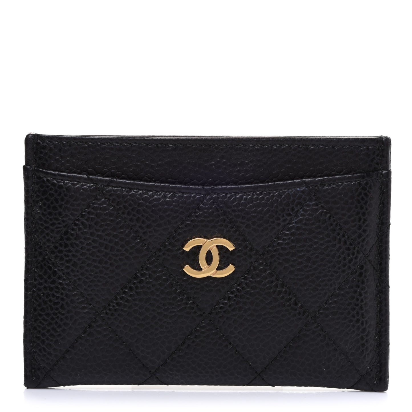 Caviar Quilted Card Holder Black