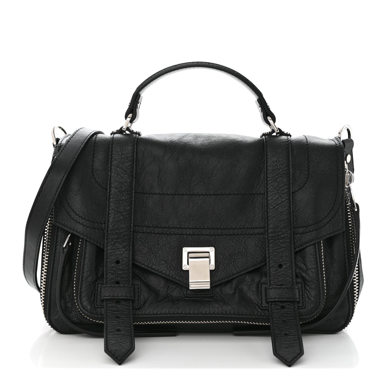 Proenza Schouler Lambskin Medium PS1 Plus Zip Satchel Black 1 of 10