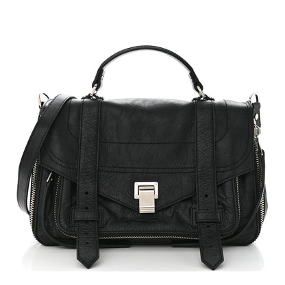 Proenza Schouler Lambskin Medium PS1 Plus Zip Satchel Black 1 of 10