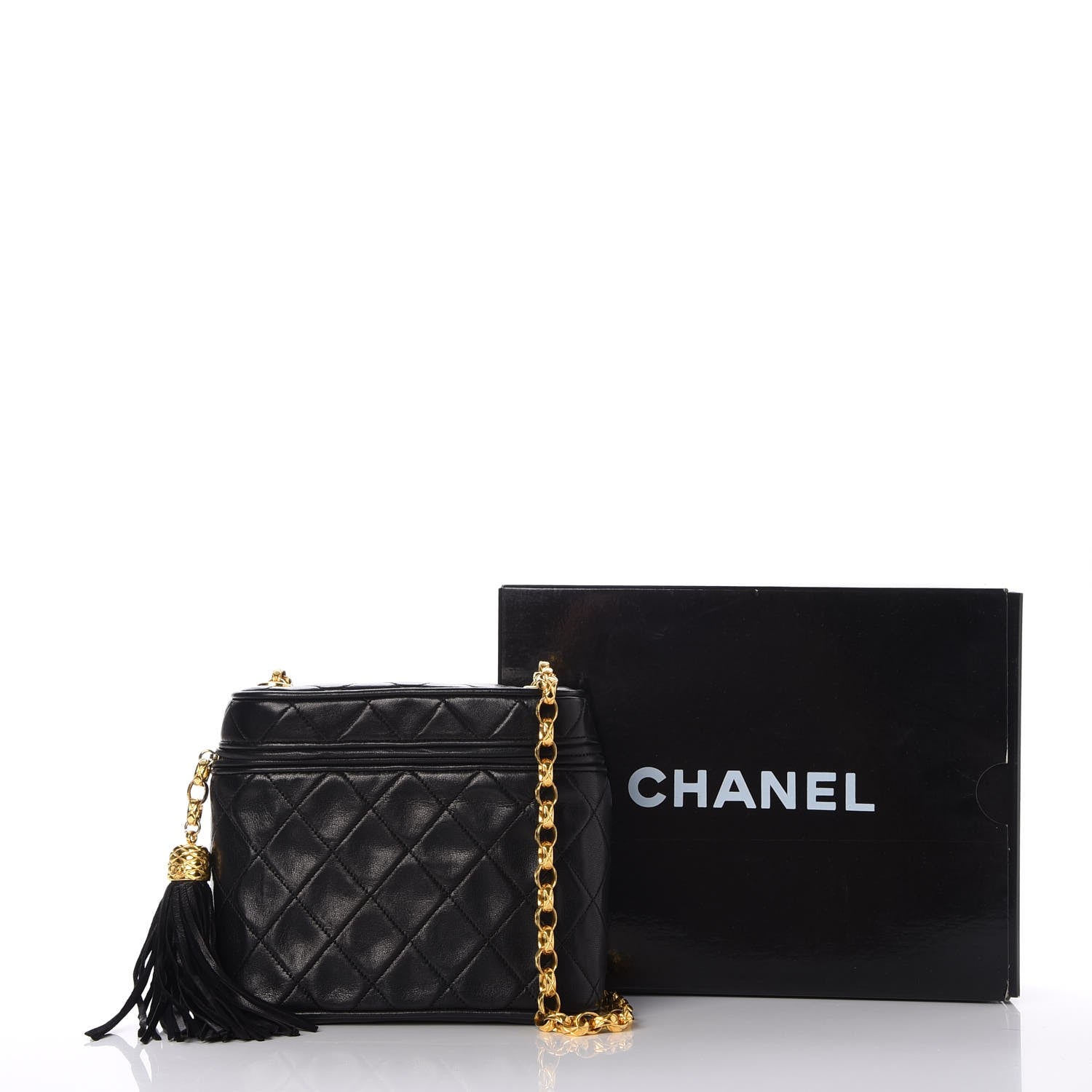 Chanel Lambskin Quilted Tassel Shoulder Bag Black 9 of 9