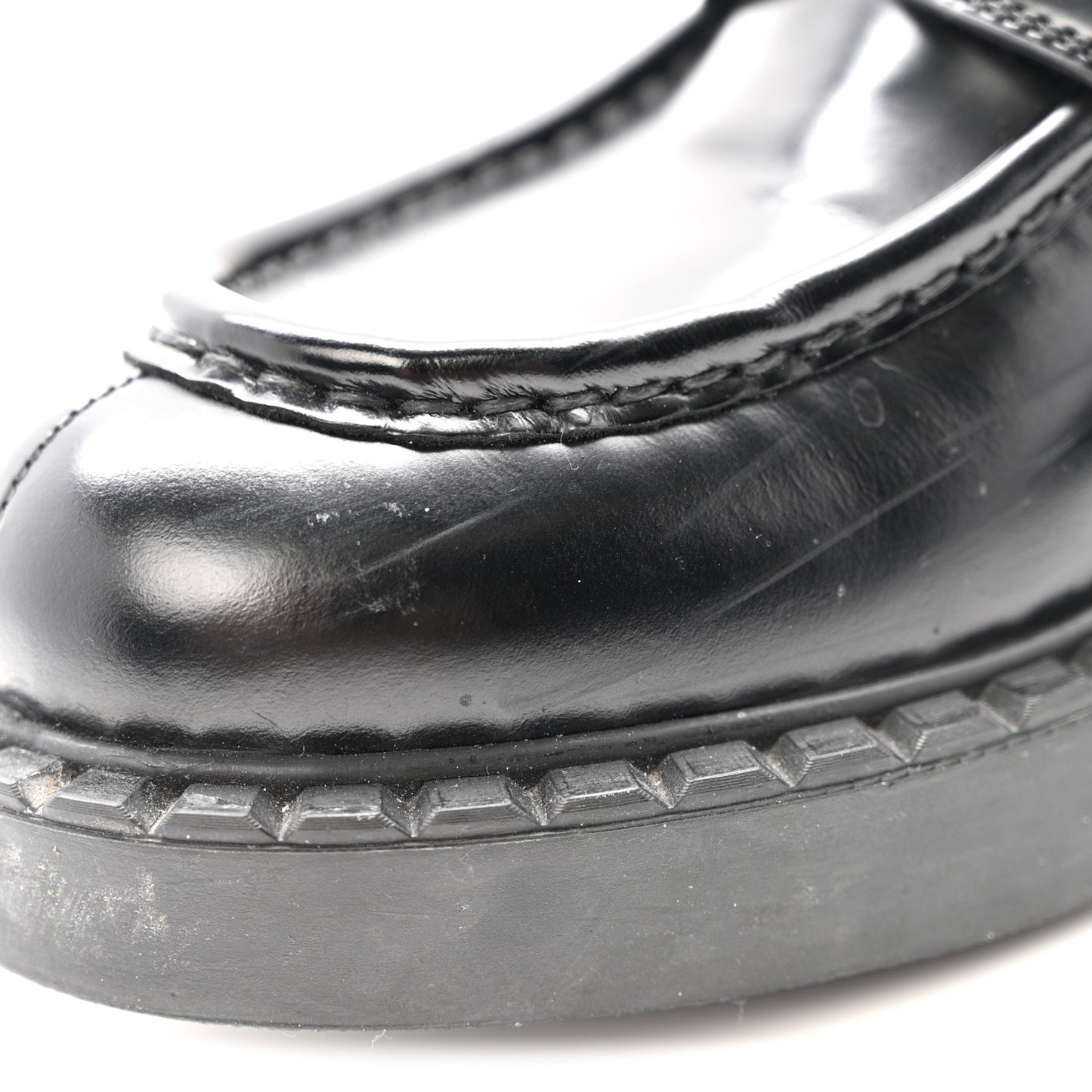 Spazzolato Metal Triangle Logo 50mm Loafers 37.5 Black