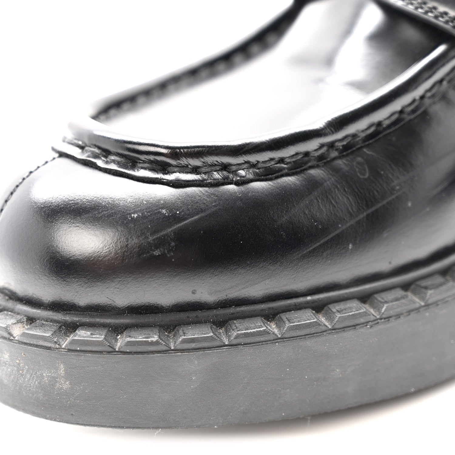 Prada Spazzolato Metal Triangle Logo 50mm Loafers 37.5 Black 12 of 13