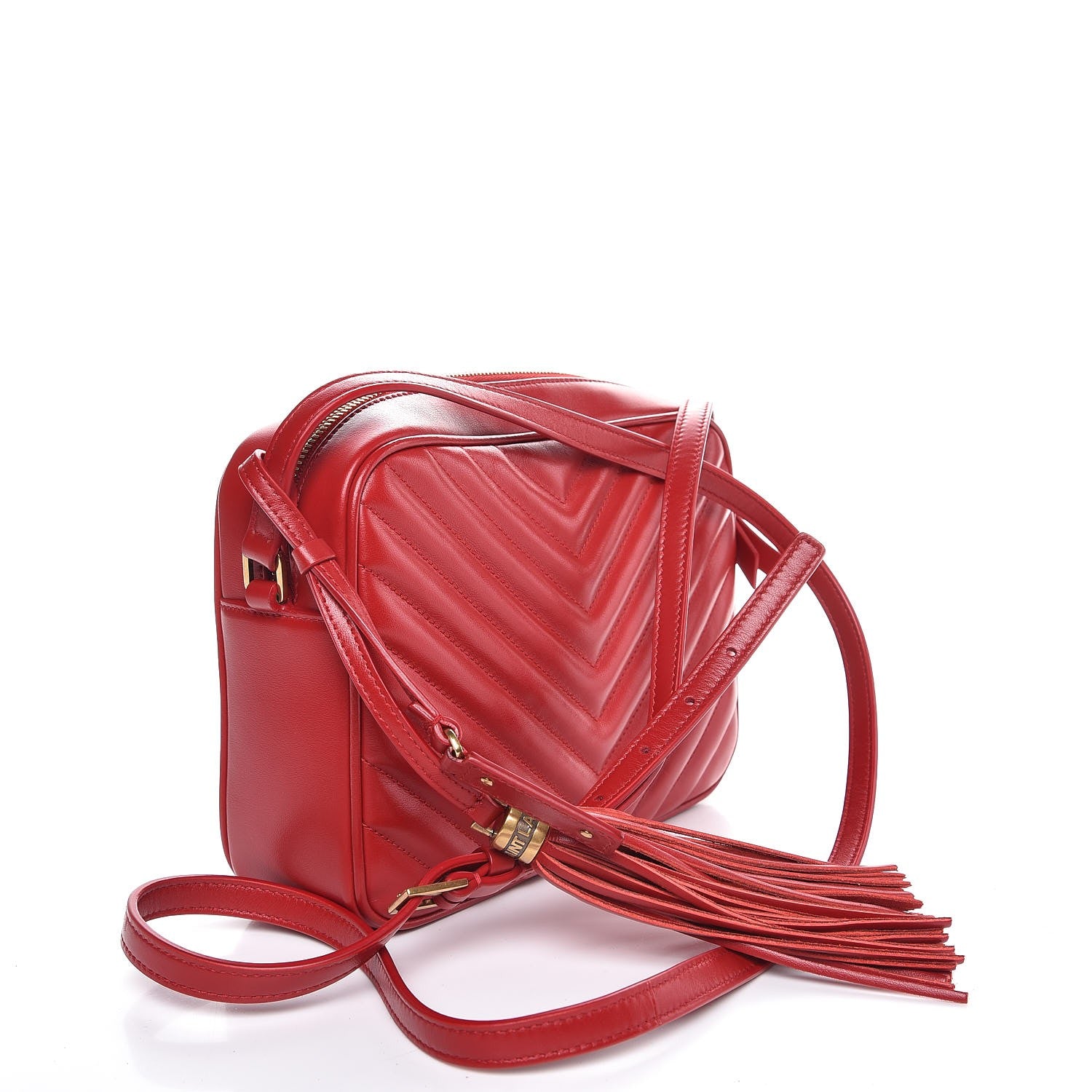 Saint Laurent Calfskin Matelasse Monogram Lou Camera Bag Red 3 of 7