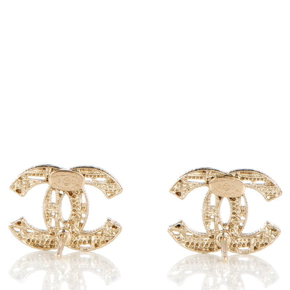 Chanel Tweed Effect CC Earrings Light Gold 3 of 5