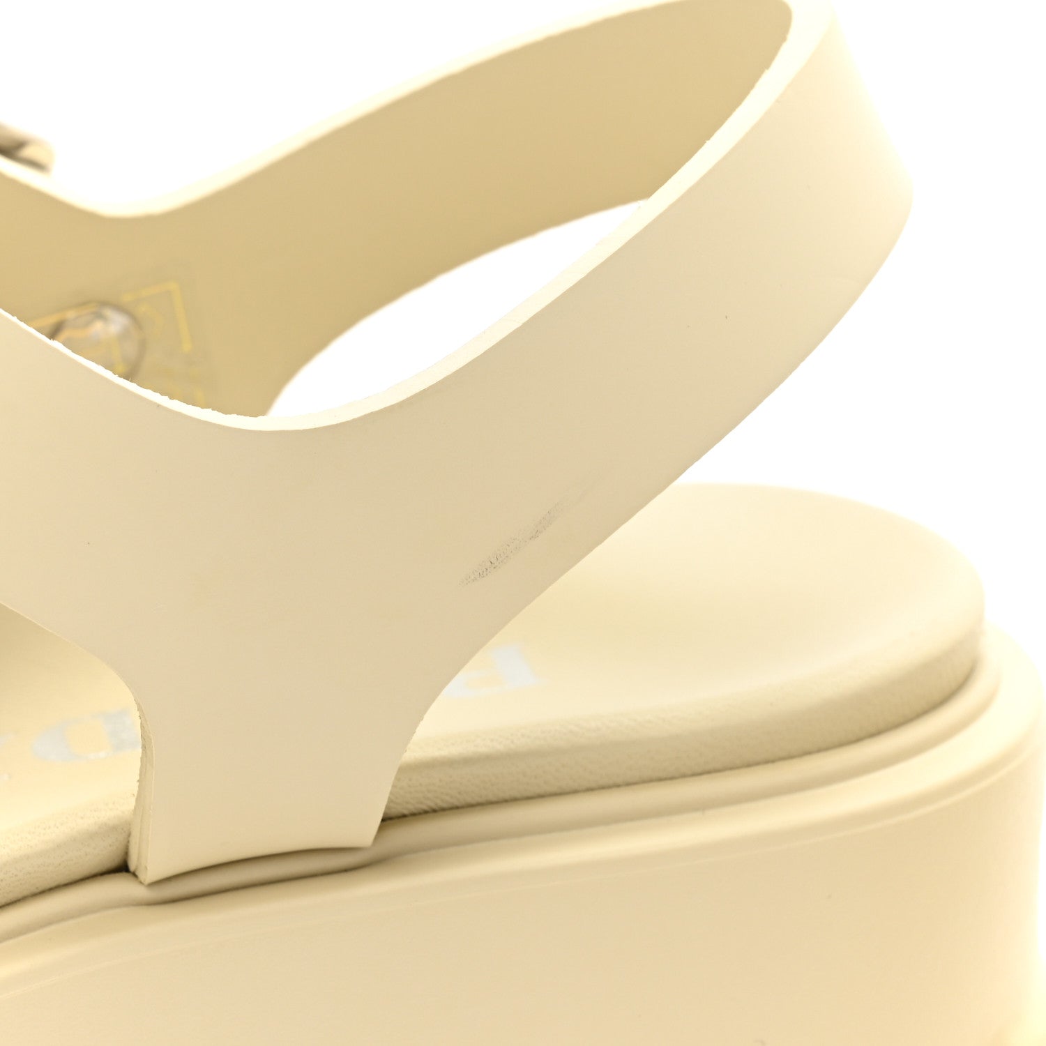 Prada Foam Rubber Metal Triangle Logo Monolith 55mm Cage Sandals 35 Quarzo 9 of 9