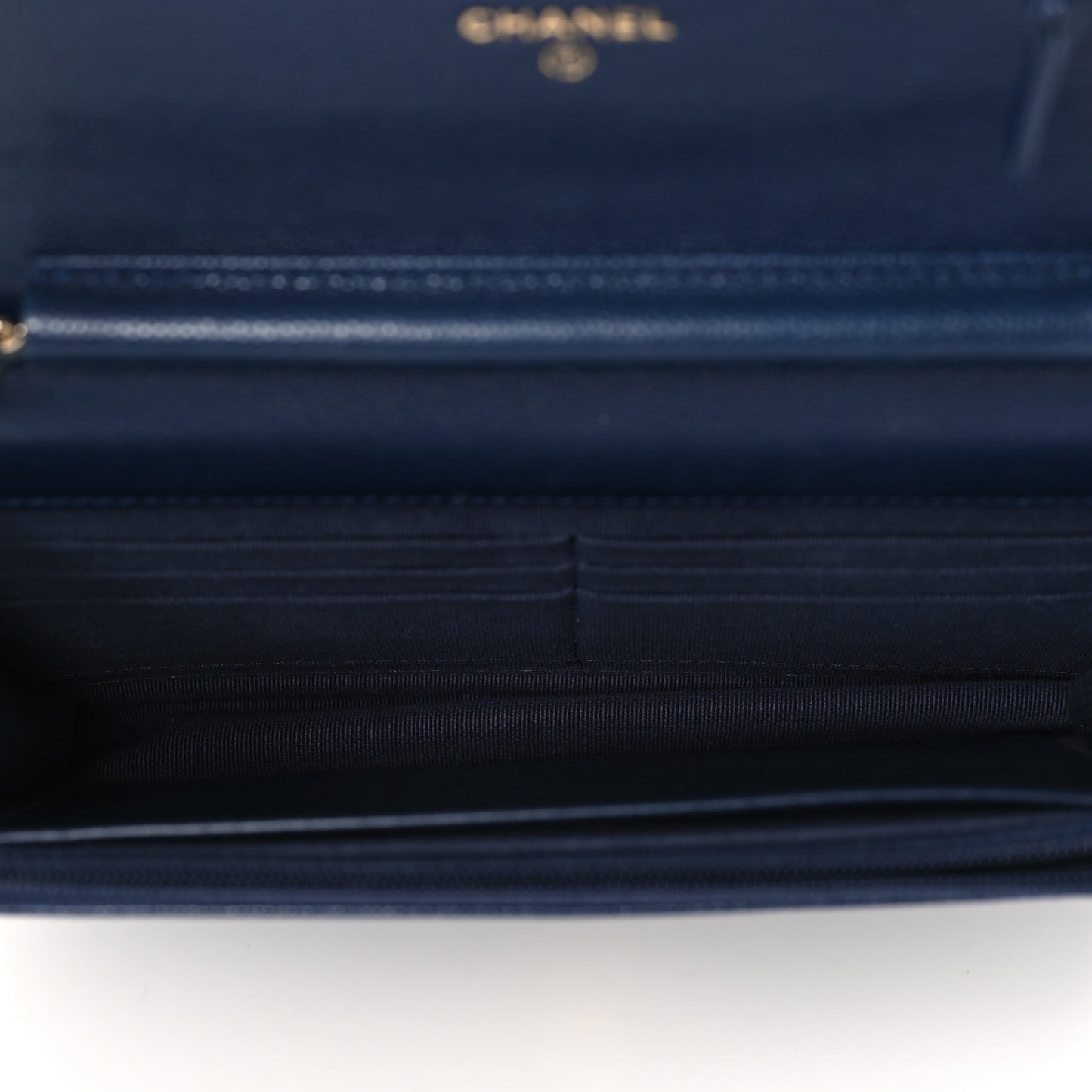 Caviar Quilted Crystal CC Wallet On Chain WOC Navy