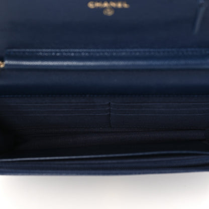 Chanel Caviar Quilted Crystal CC Wallet On Chain WOC Navy 5 of 10