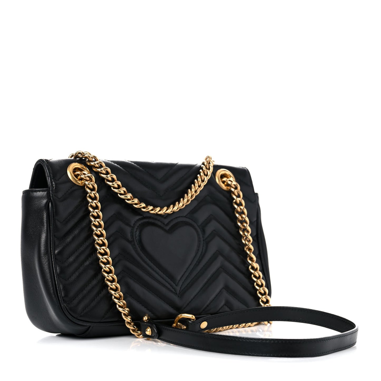 Calfskin Matelasse Small GG Marmont Shoulder Bag Black