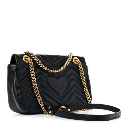 Gucci Calfskin Matelasse Small GG Marmont Shoulder Bag Black 3 of 17