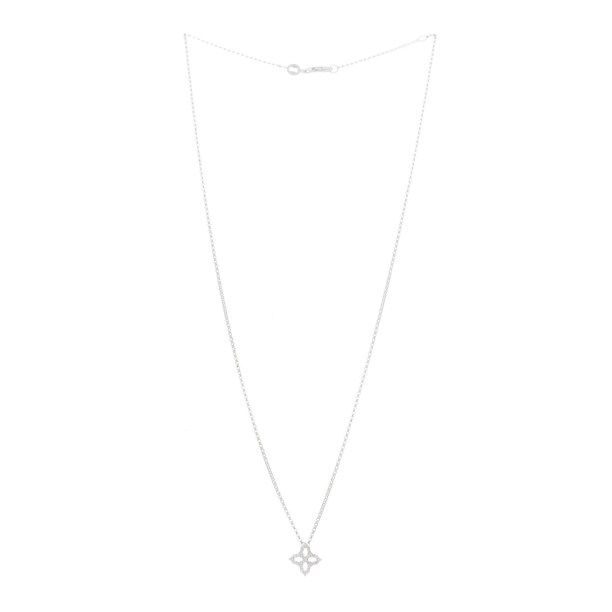 Roberto Coin 18K White Gold Diamond Small Princess Open Flower Pendant Necklace 3 of 6