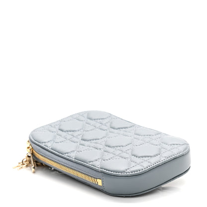 Christian Dior Lambskin Cannage Lady Dior Phone Holder Cloud Blue 4 of 11