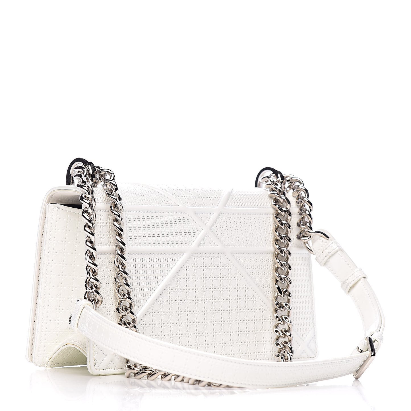 Patent Micro-Cannage Small Diorama Flap Bag White