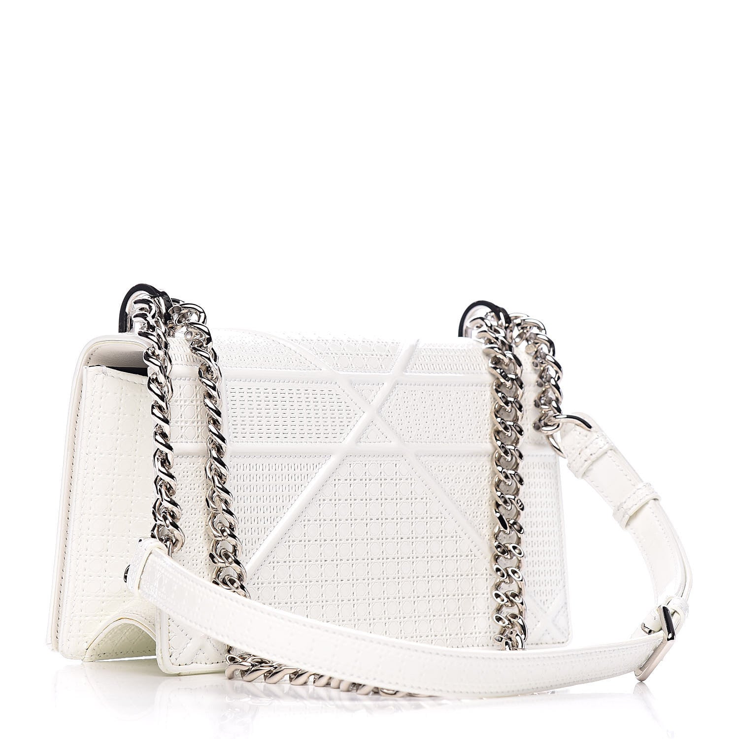 Christian Dior Patent Micro-Cannage Small Diorama Flap Bag White 3 of 13