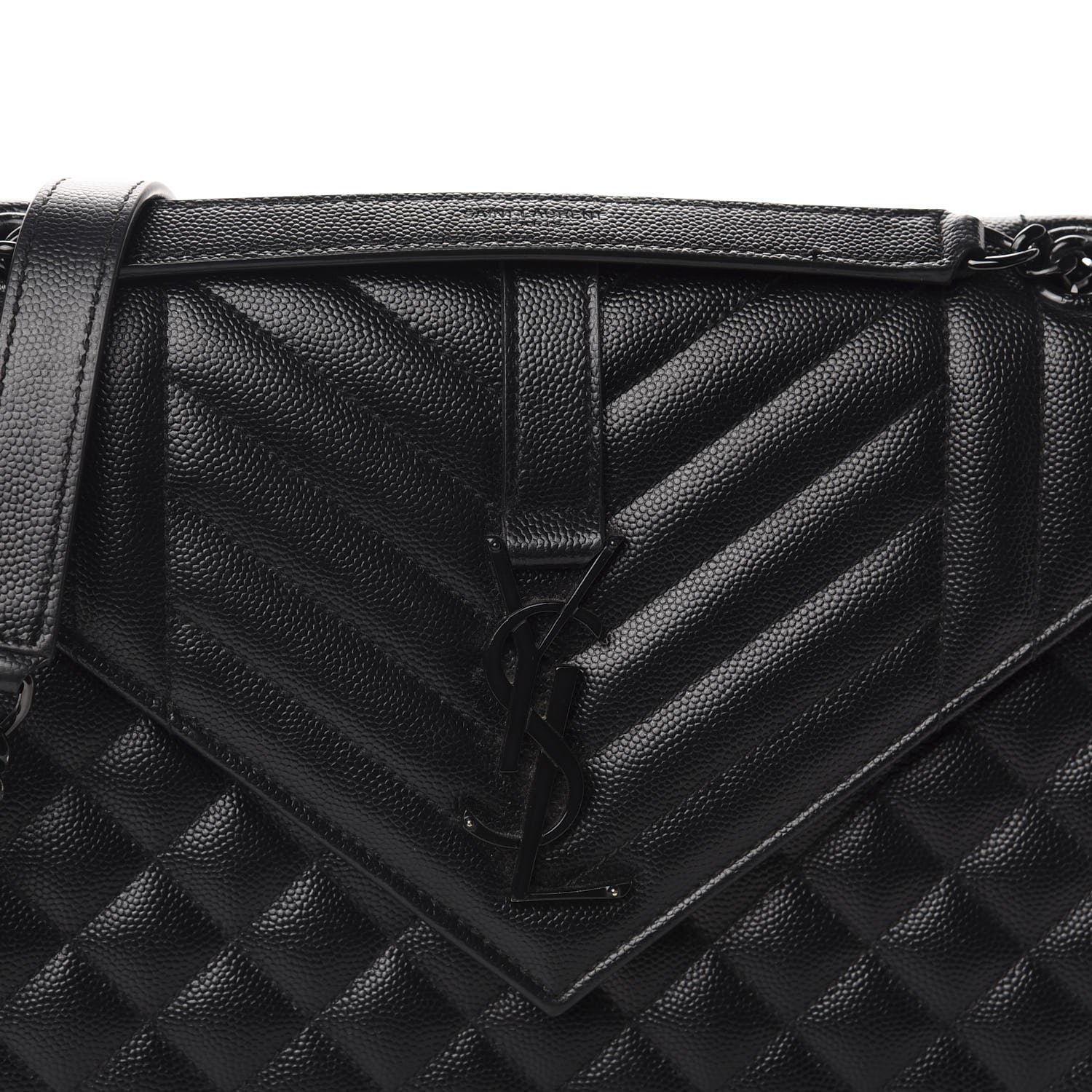 Saint Laurent Grain De Poudre Textured Mixed Matelasse Triquilt Medium Monogram Satchel Black 7 of 7