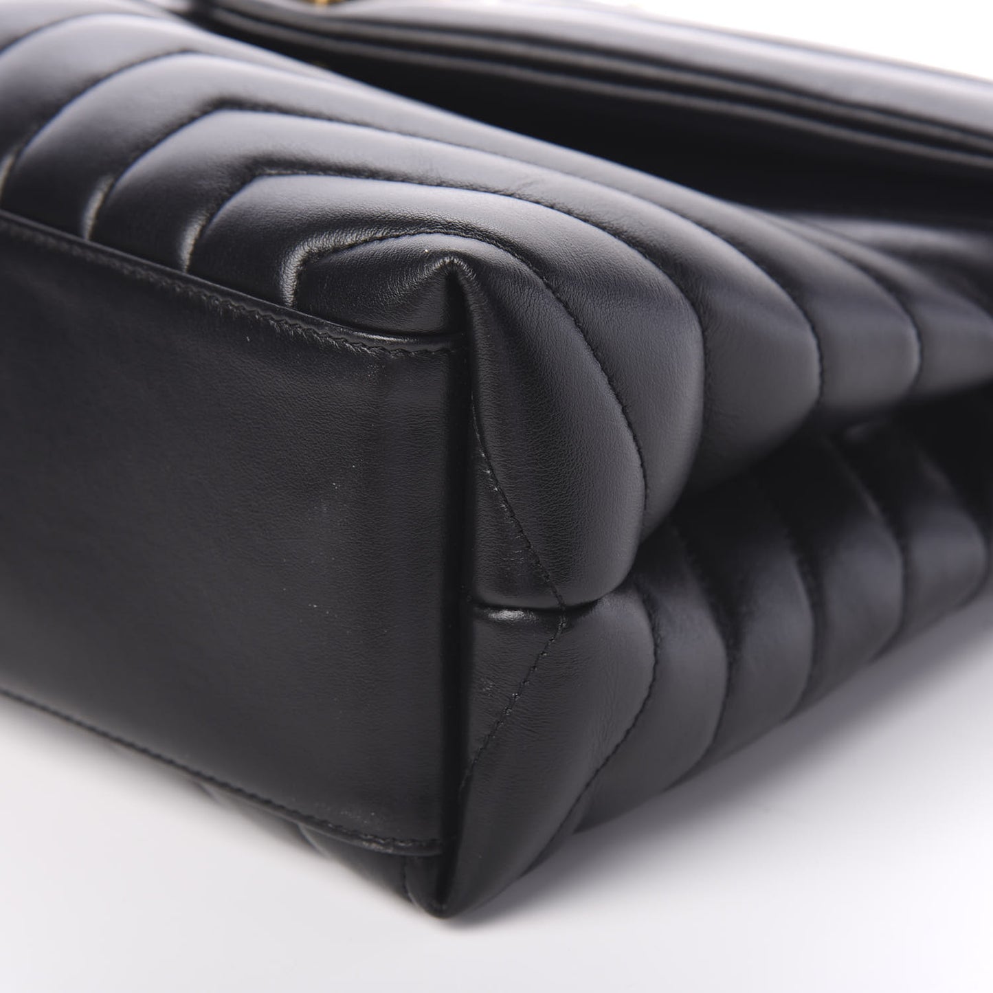 Calfskin Y Quilted Monogram Medium Loulou Chain Satchel Black