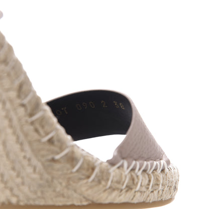Valentino Garavani Grained Calfskin Rockstud Ankle Strap Espadrille 15/105mm Wedge Sandals 38 Poudre Natural 8 of 9