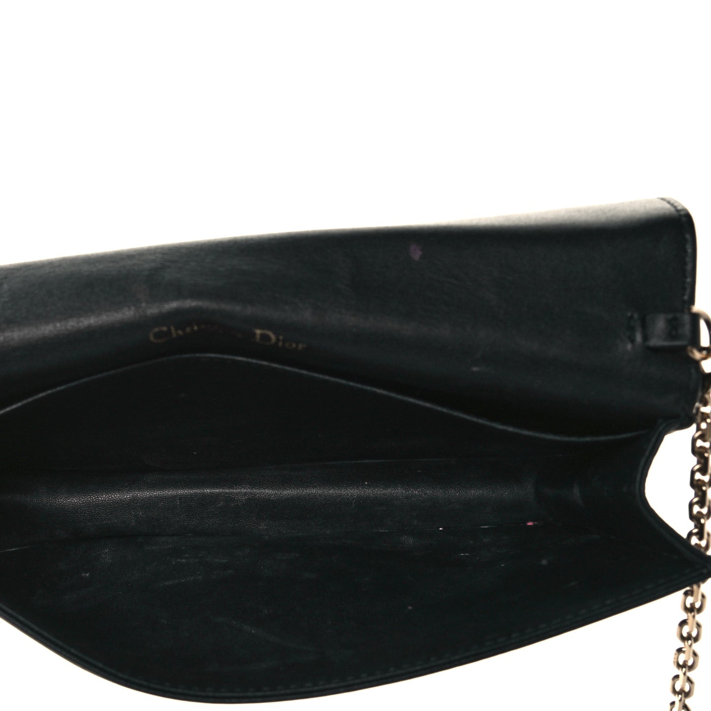 Lambskin Cannage Lady Dior Chain Wallet Black