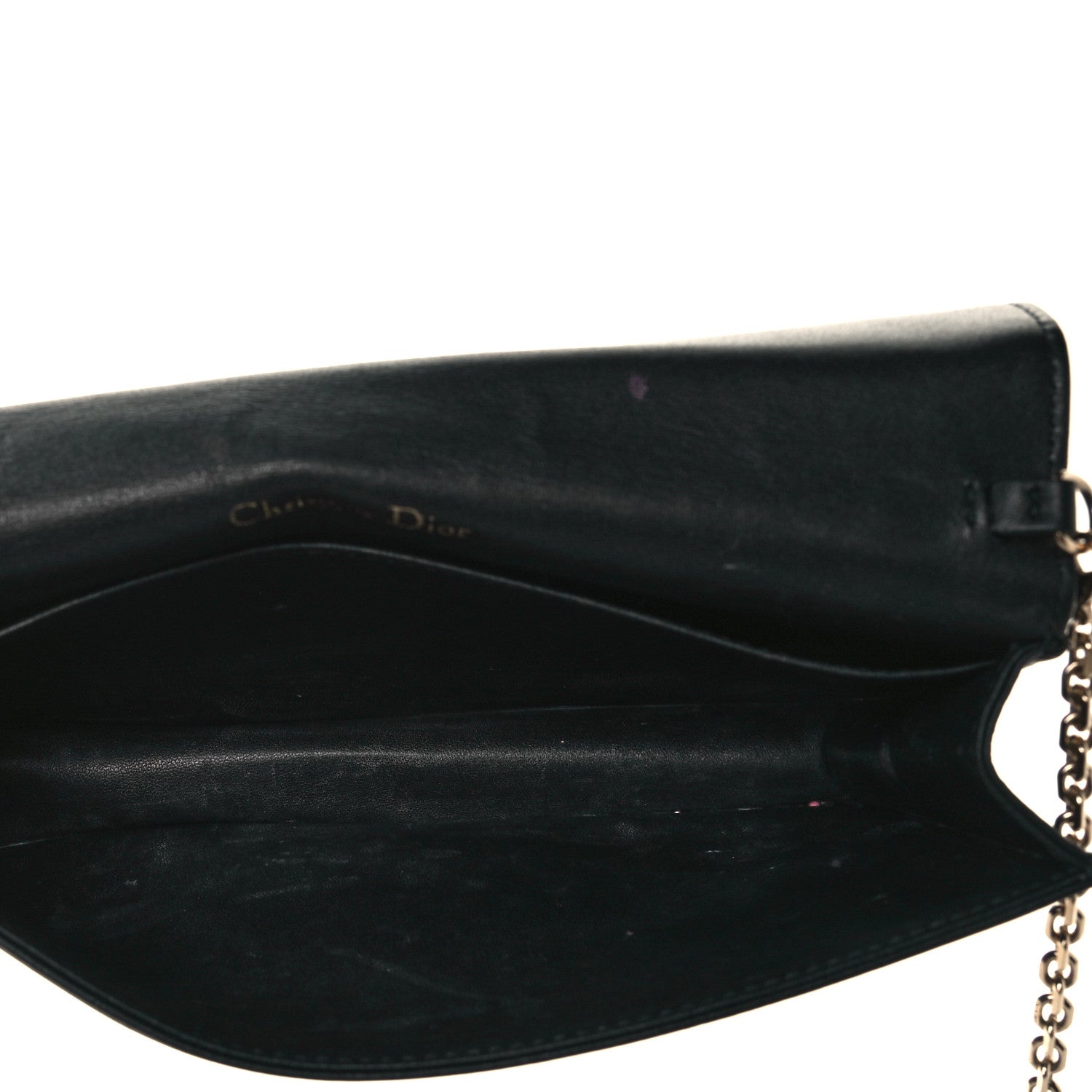 Christian Dior Lambskin Cannage Lady Dior Chain Wallet Black 4 of 9