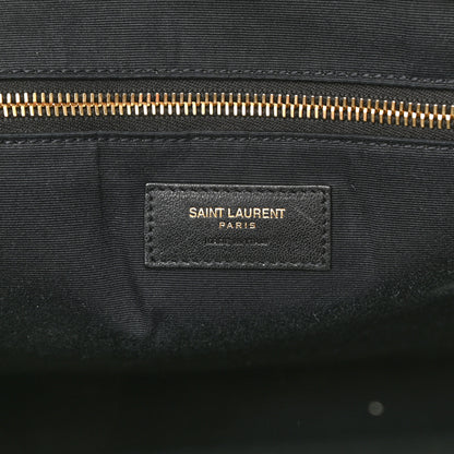 Saint Laurent Canvas Calfskin Leopard Print Rive Gauche Noe Tote Natural Black 6 of 9
