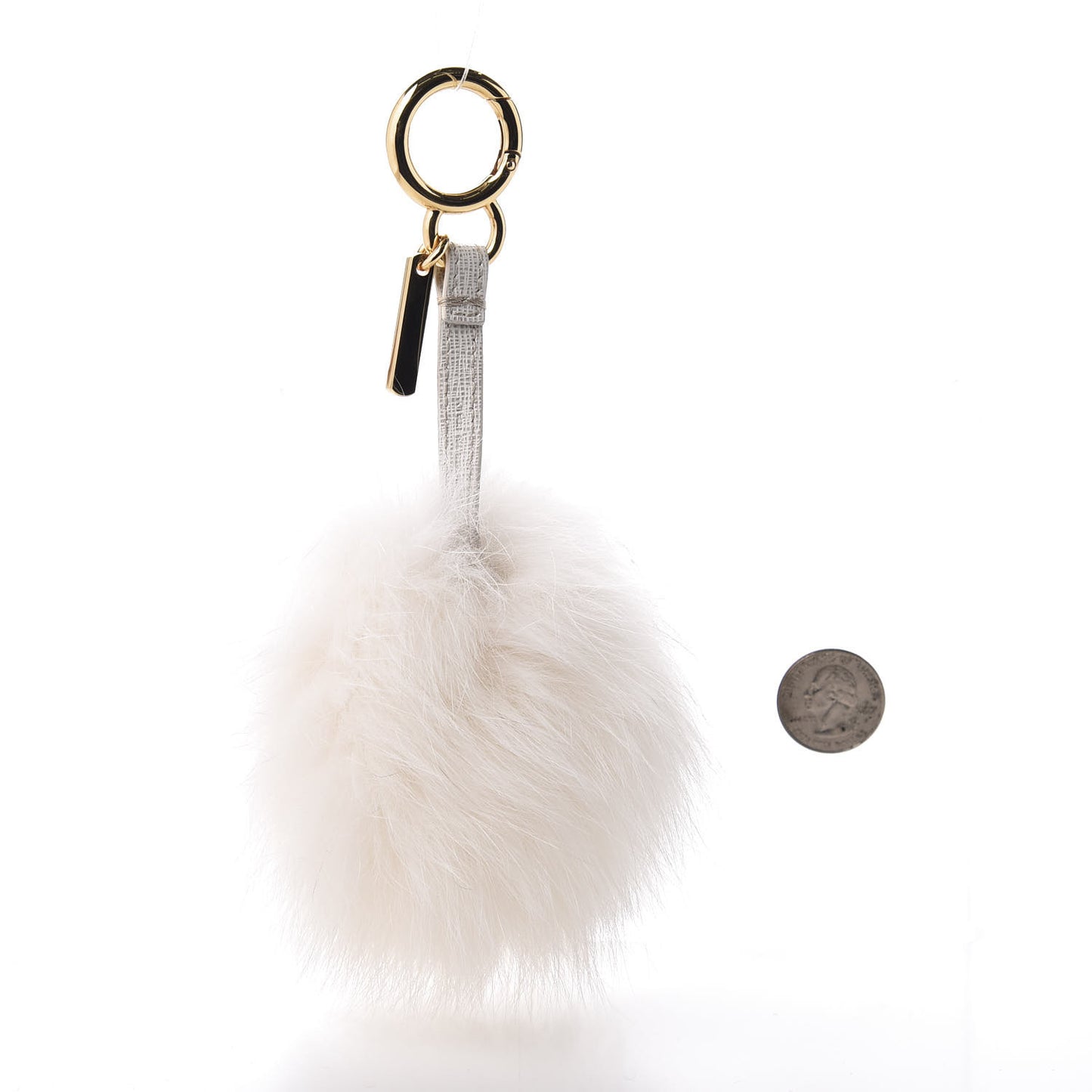 Fox Fur Pom Pom Bag Charm White