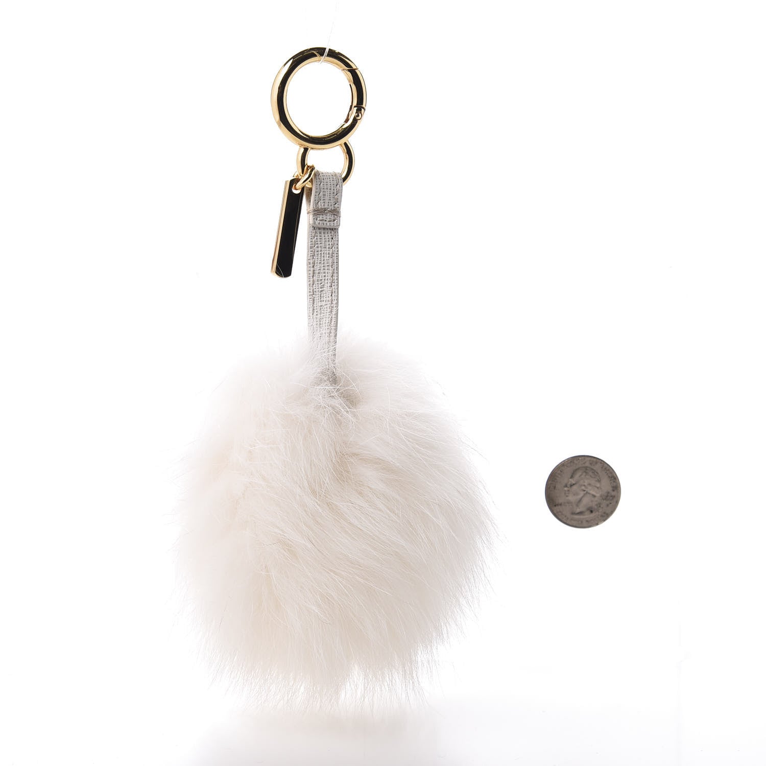 Fendi Fox Fur Pom Pom Bag Charm White 2 of 5